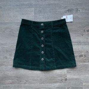 Forever 21 dark green corduroy button skirt